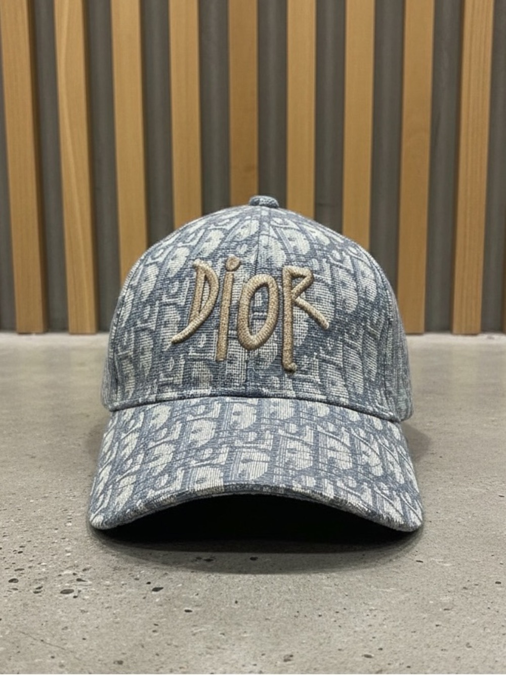 Dior Blue Monogram Embroidered Logo Baseball Cap